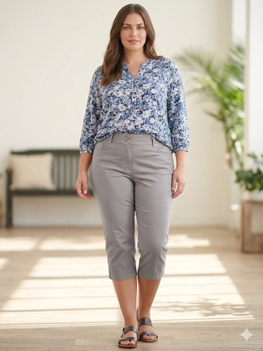 one 5 one Capri Pants 16W Gray NWOT